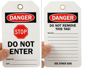 Danger Do Not Enter Tag