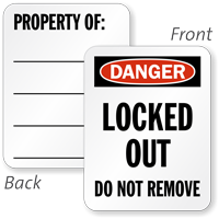 2-Sided Danger Locked Out Padlock Label